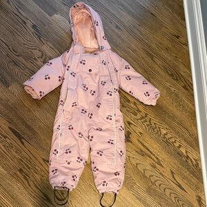 Kuling kids Pink Cherry Print Snowsuit